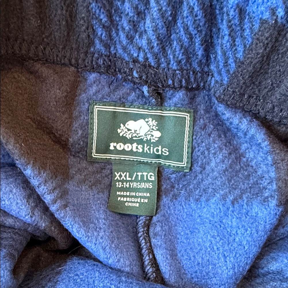 Roots Kids Plaid Pajama Bottoms in Blue and Black - Picture 2 of 3